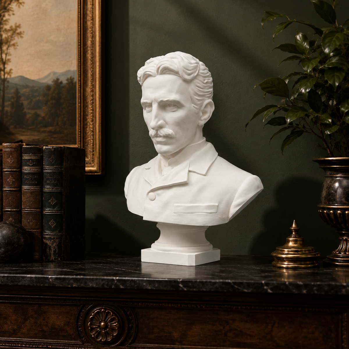 Nikola Tesla Büste – Hauptansicht der 3D-gedruckten Skulptur
