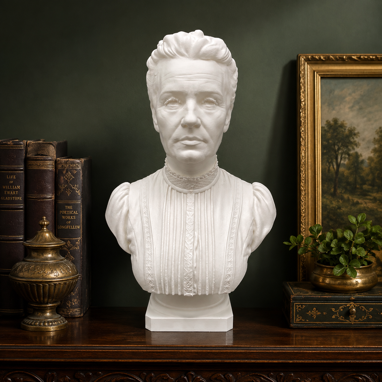 Marie Curie Büste – Detailansicht der Büste, Produktfoto 02